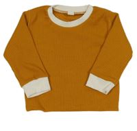 Medovo-bílá žebrovaná mikina 