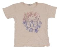 Světlerůžové tričko s motýlem Page one young