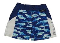 Tmavomodro-bílé plážové kraťasy se žraloky Body Glove