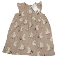 Nové - Béžové bavlněné šaty se zajíčky H&M