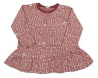 Růžová peplum tunika s kytičkami Alana