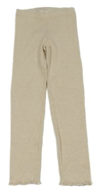 Smetanové vzorované žebrované kalhoty H&M