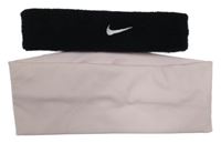 2set - Světlerůžová elastická čelenka + černá froté čelenka Nike 