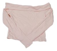 Světlerůžové žebrované crop triko s lodičkovým výstřihem H&M