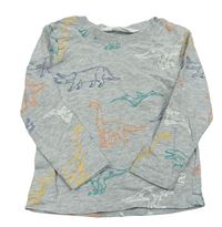 Šedé melírované triko s dinosaury H&M