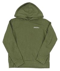 Khaki mikina s logem a kapucí JACK&JONES