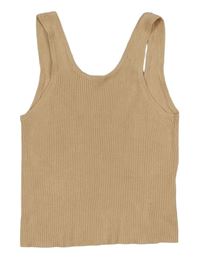 Béžový žebrovaný úpletový crop top ZARA