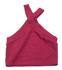 Tmavorůžový žebrovaný crop top Matalan