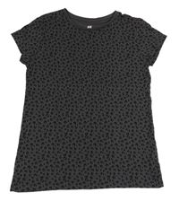Tmavošedo-černé vzorované tričko zn. H&M