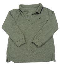 Khaki melírované mikinotriko s dinosaurem a límečkem zn. Matalan