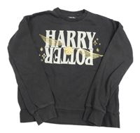 Tmavošedá mikina s nápisy - Harry Potter 