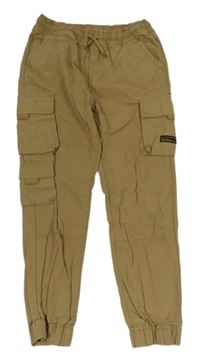 Pískové kostkované cago cuff plátěné kalhoty Tu