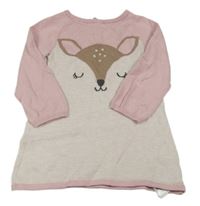 Světlebéžovo/růžové vlněné šaty se srnkou H&M