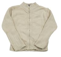 Světlebéžový žebrovaný propínací svetr s nápisy H&M