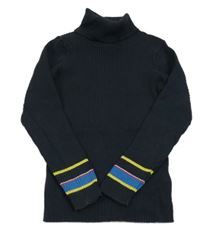 Tmavomodrý žebrovaný svetrový rolák s pruhy Next