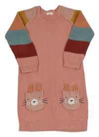 Broskvovo-barevné pletené šaty se zajíčky/kapsami Next