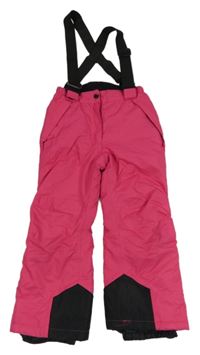 Tmavorůžovo-černé šusťákové zimní oteplovačky s odepínacími kšandami