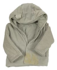 Světlešedý žebrovaný sametový zateplený kabátek s kapucí s oušky M&S