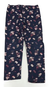 Tmavomodré legíny s kytičkami a muchomůrkami Topolino