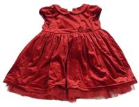 Tmavočervené lesklé sametové šaty s mašlí a límečkem H&M