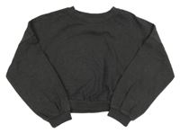 Tmavošedá melírovaná oversize crop mikina Next