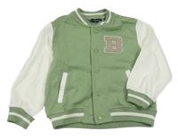 Olivovo-bílá baseballová mikina s písmenkem a jeepem a palmami BLUE SEVEN