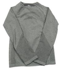 Šedé melírované thermo triko se vzorem a pruhy crane