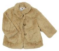 Béžový kožešinový podšitý kabát s límečkem F&F