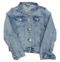 Modrá šisovaná riflová crop bunda s límečkem alive