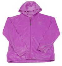 Purpurová plyšová propínací mikina s jin a jang z kamínků a kapucí St. Bernard