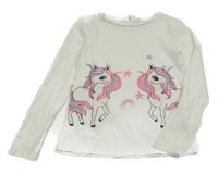 Bílé triko s jednorožci H&M