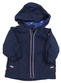 Tmavomodrá šusťáková jarní bunda s nášivkou a kapucí Next