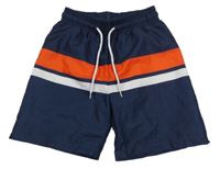 Tmavomodro-červeno-bílé plážové kraťasy