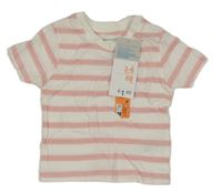 Nové - bílo-růžové pruhované tričko PRIMARK