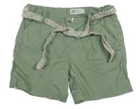 Khaki chino plátěné kraťasy s páskem H&M