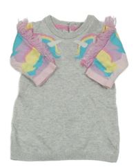 Světlešedé melírované svetrové šaty s jednorožci Tu