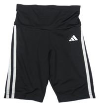 Černo-bílé funkční sportovní legínové kraťasy Adidas