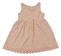 Světlebroskvové krajkové šaty s mašlí H&M
