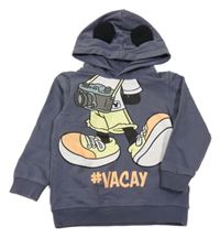 Tmavošedomodrá mikina s Mickey a kapucí
