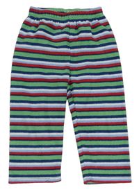 Modro-zeleno-červené pruhované fleecové pyžamové kalhoty Early Days