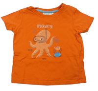 Oranžové tričko s chobotnicí a nápisem Ergee