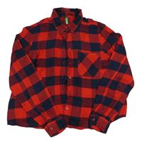 Červeno-černá kostkovaná lehká crop halenka Benetton