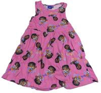 Tmavorůžové květované bavlněné šaty s Encanto Primark