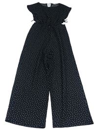 Černý puntíkatý culottes overal s průstřihy Zara