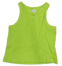 Limetkový žebrovaný crop top Zara