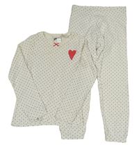 Bílé puntíkaté pyžamo se srdcem H&M