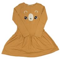 Hnědé bavlněné šaty s medvědem H&M