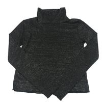 Černý třpytivý svetrový lehký crop rolák