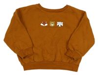 Hnědá mikina se zvířaty zn. Dunnes