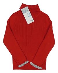 Nové - Červený žebrovaný svetrový rolák Primark